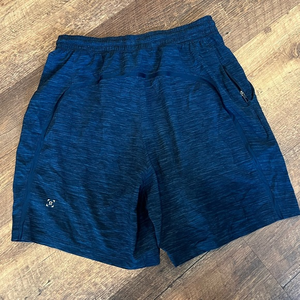 Lululemon linerless shorts Mens size medium blue/black adjustable waist athletic